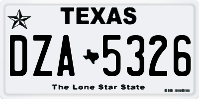 TX license plate DZA5326