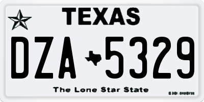 TX license plate DZA5329