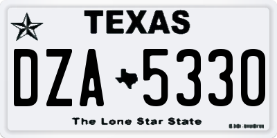 TX license plate DZA5330