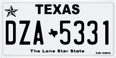 TX license plate DZA5331