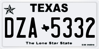 TX license plate DZA5332
