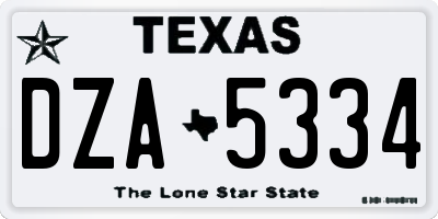 TX license plate DZA5334
