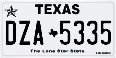 TX license plate DZA5335