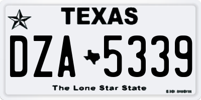 TX license plate DZA5339