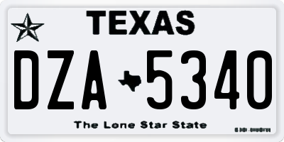 TX license plate DZA5340