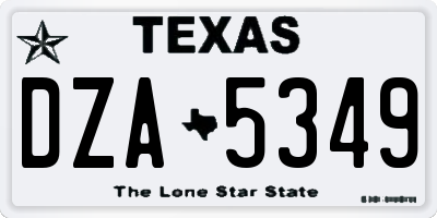 TX license plate DZA5349