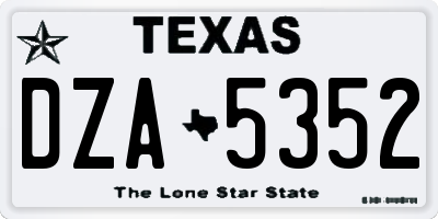 TX license plate DZA5352