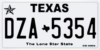 TX license plate DZA5354