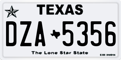 TX license plate DZA5356