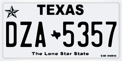 TX license plate DZA5357
