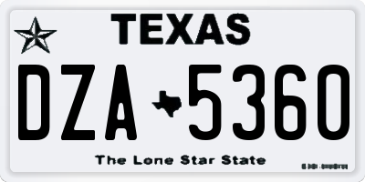 TX license plate DZA5360