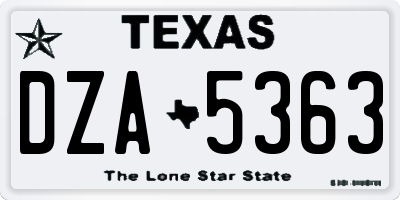 TX license plate DZA5363