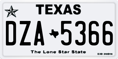 TX license plate DZA5366