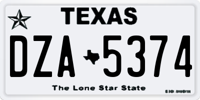 TX license plate DZA5374