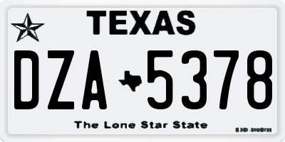 TX license plate DZA5378