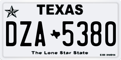 TX license plate DZA5380