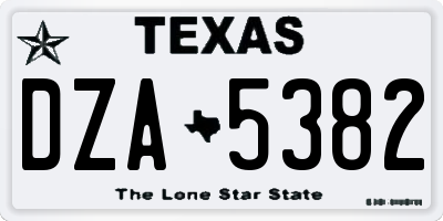 TX license plate DZA5382