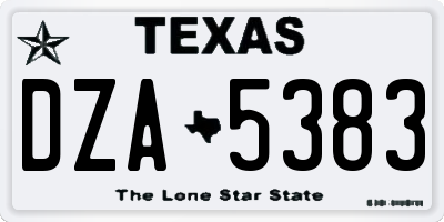 TX license plate DZA5383