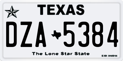 TX license plate DZA5384