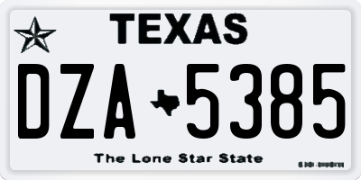 TX license plate DZA5385