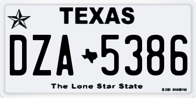 TX license plate DZA5386