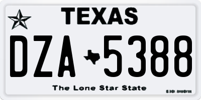TX license plate DZA5388