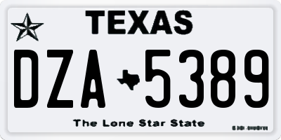 TX license plate DZA5389