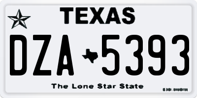 TX license plate DZA5393