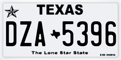 TX license plate DZA5396