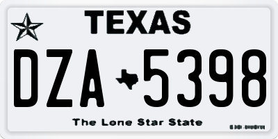 TX license plate DZA5398