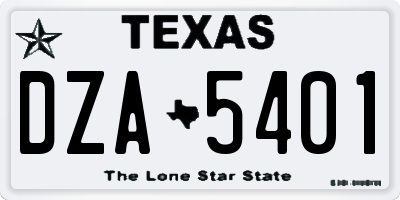 TX license plate DZA5401