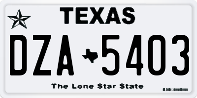 TX license plate DZA5403
