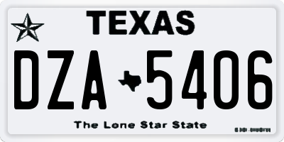TX license plate DZA5406