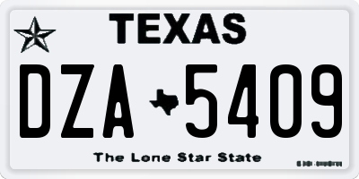 TX license plate DZA5409