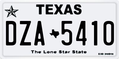TX license plate DZA5410