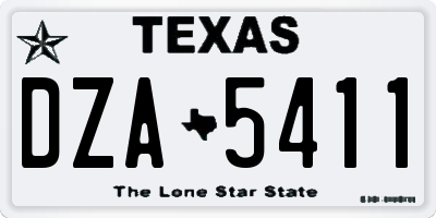 TX license plate DZA5411