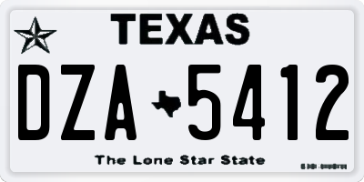 TX license plate DZA5412