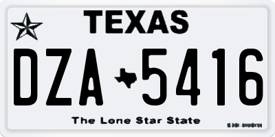 TX license plate DZA5416
