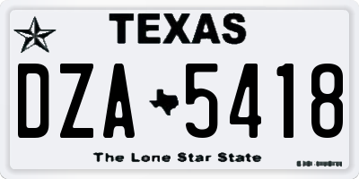 TX license plate DZA5418