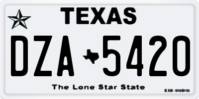 TX license plate DZA5420