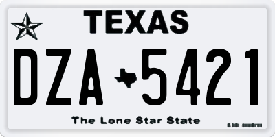 TX license plate DZA5421