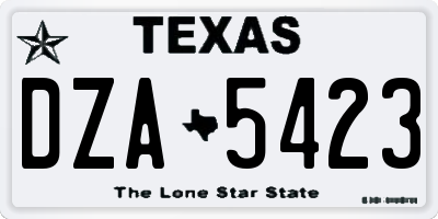 TX license plate DZA5423