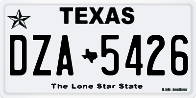 TX license plate DZA5426