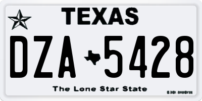 TX license plate DZA5428