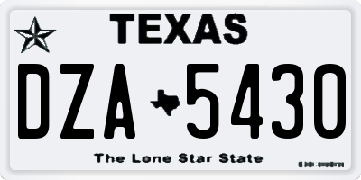 TX license plate DZA5430