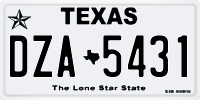 TX license plate DZA5431