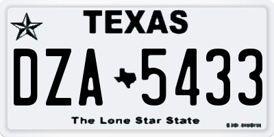 TX license plate DZA5433