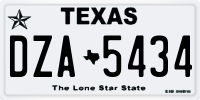 TX license plate DZA5434