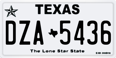 TX license plate DZA5436