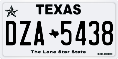 TX license plate DZA5438